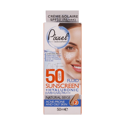 کرم ضدافتاب spf50 بژ طبیعی پوست چرب 50میل. پیکسل